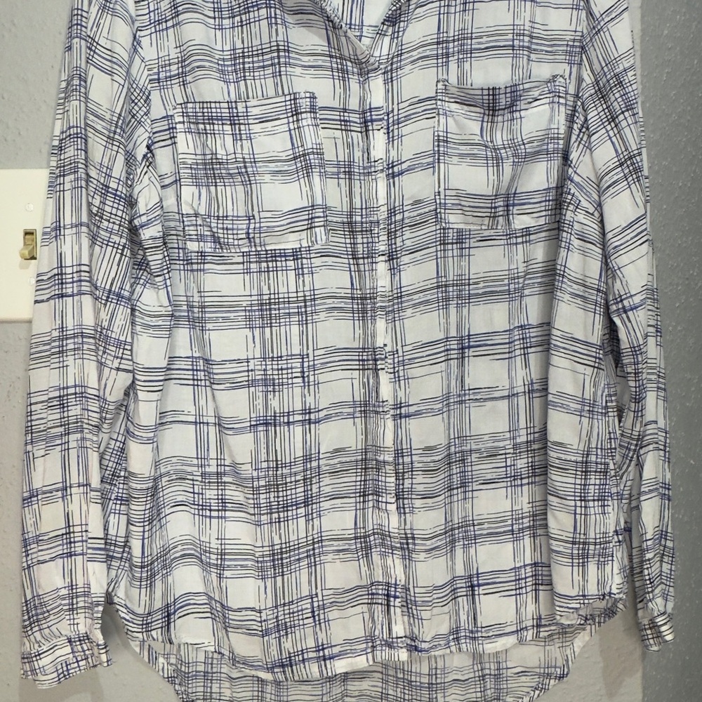 Cato White Shirt with Blue & Black Sketch Plaid